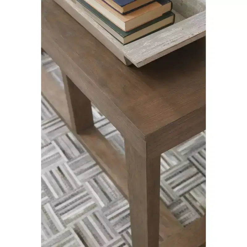 Farmhouse Console Sofa Table, Gray, Plank-Effect Wood Frame, 64.13"W x 16.13"D x 33.25"H
