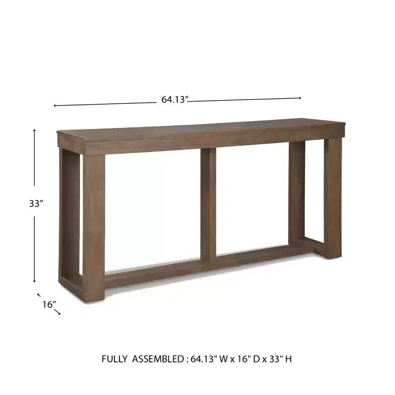 Farmhouse Console Sofa Table, Gray, Plank-Effect Wood Frame, 64.13"W x 16.13"D x 33.25"H