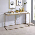 Tavolo Consolle/Divano in Finto Marmo, Piano in Marmo Bianco e Struttura Color Champagne, 122 cm L x 43 cm P x 75 cm A, Sostiene fino a 45 kg