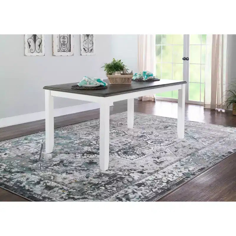 Rectangular Dining Table, Two-Tone, Rubberwood Frame with MDF Veneer Top, 60"L x 36"W x 30"H, Seats 4-6, Holds up to 150 lbs