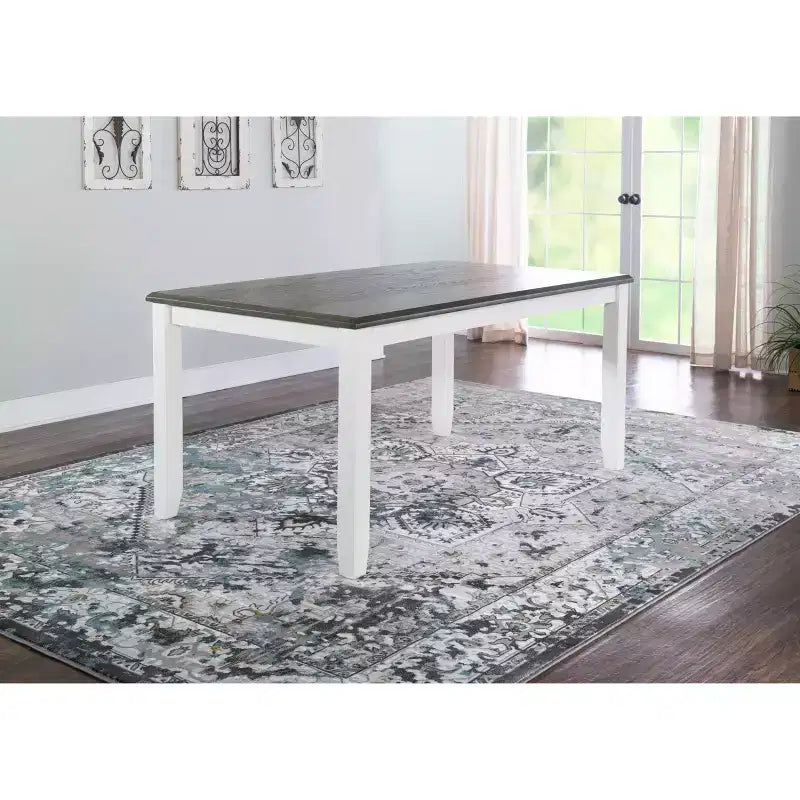 Rectangular Dining Table, Two-Tone, Rubberwood Frame with MDF Veneer Top, 60"L x 36"W x 30"H, Seats 4-6, Holds up to 150 lbs