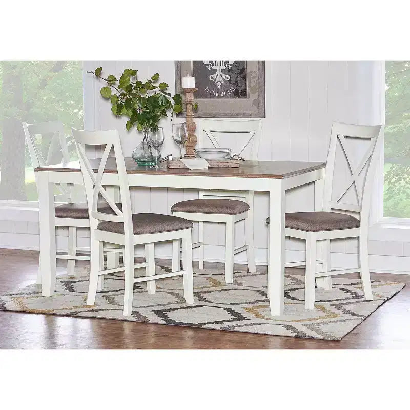 Rectangular Dining Table, Two-Tone, Rubberwood Frame with MDF Veneer Top, 60"L x 36"W x 30"H, Seats 4-6, Holds up to 150 lbs