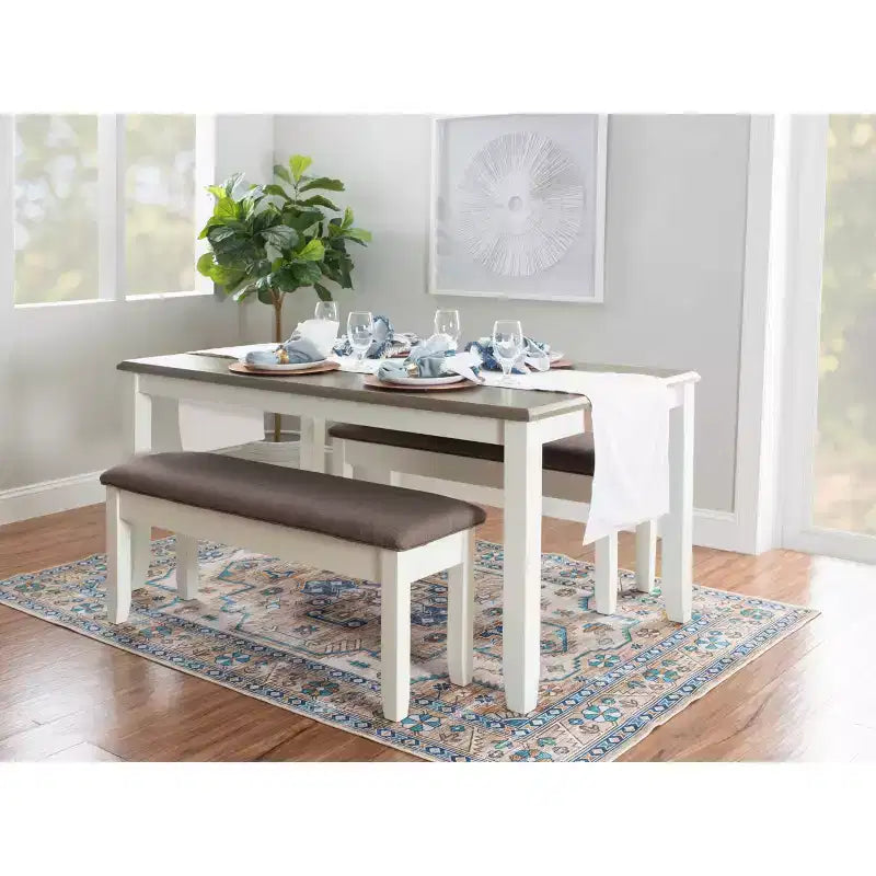 Rectangular Dining Table, Two-Tone, Rubberwood Frame with MDF Veneer Top, 60"L x 36"W x 30"H, Seats 4-6, Holds up to 150 lbs