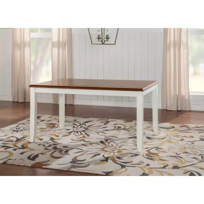 Rectangular Dining Table, Two-Tone, Rubberwood Frame with MDF Veneer Top, 60"L x 36"W x 30"H, Seats 4-6, Holds up to 150 lbs