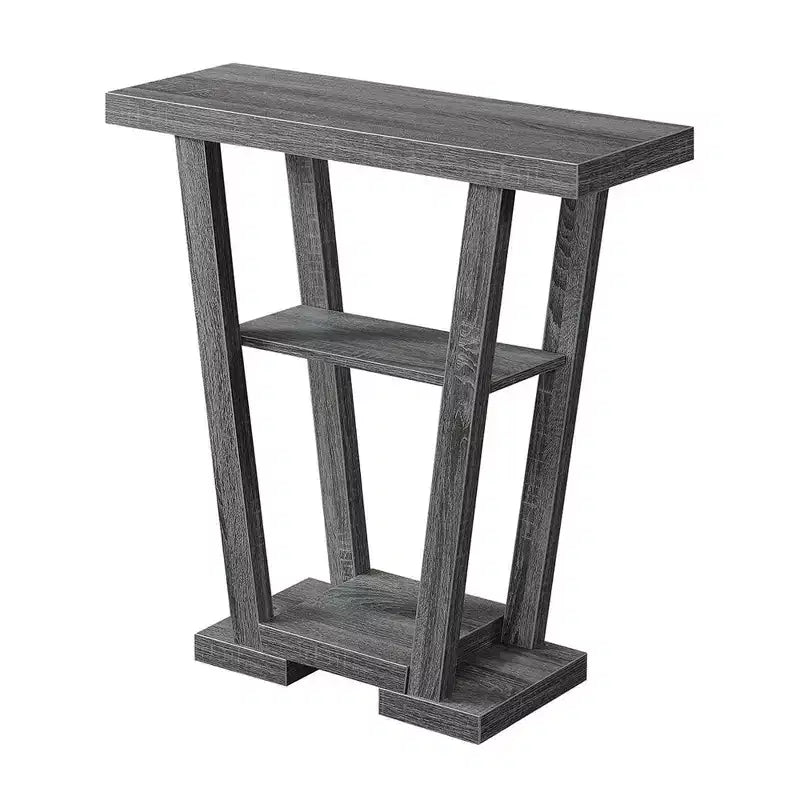 Narrow Console Table with 2 Shelves, Black MDF, 31.5"W x 11.5"D x 34"H