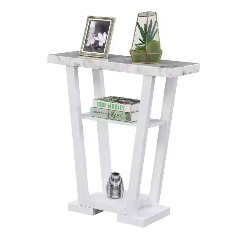 Narrow Console Table with 2 Shelves, Black MDF, 31.5"W x 11.5"D x 34"H