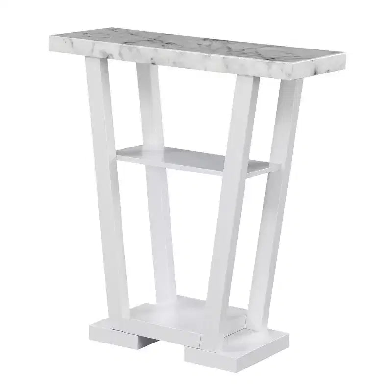 Narrow Console Table with 2 Shelves, Black MDF, 31.5"W x 11.5"D x 34"H