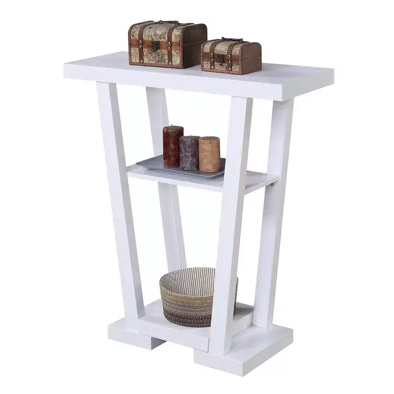 Narrow Console Table with 2 Shelves, Black MDF, 31.5"W x 11.5"D x 34"H
