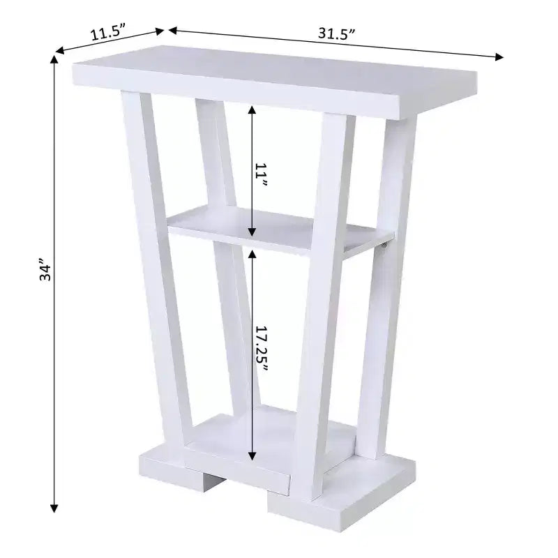 Narrow Console Table with 2 Shelves, Black MDF, 31.5"W x 11.5"D x 34"H