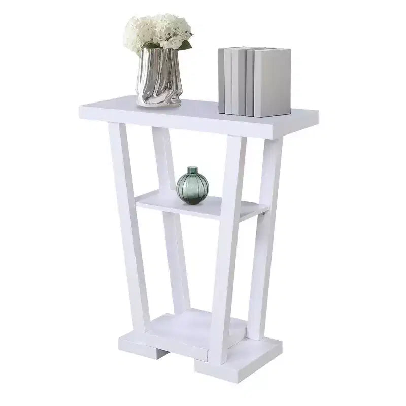 Narrow Console Table with 2 Shelves, Black MDF, 31.5"W x 11.5"D x 34"H