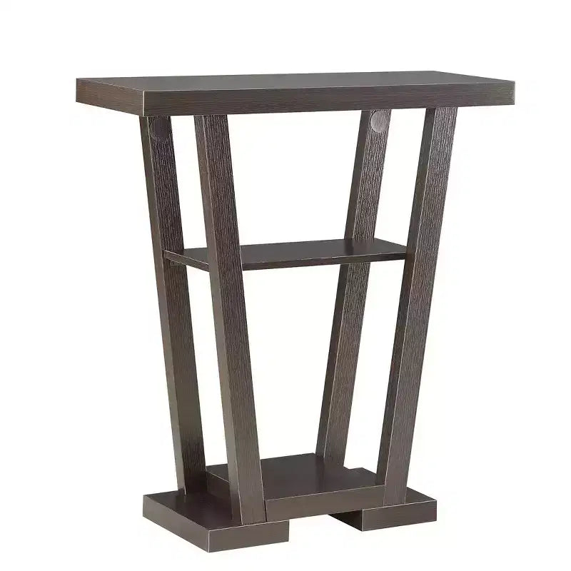Narrow Console Table with 2 Shelves, Black MDF, 31.5"W x 11.5"D x 34"H