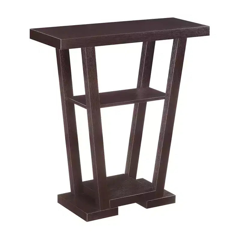 Narrow Console Table with 2 Shelves, Black MDF, 31.5"W x 11.5"D x 34"H