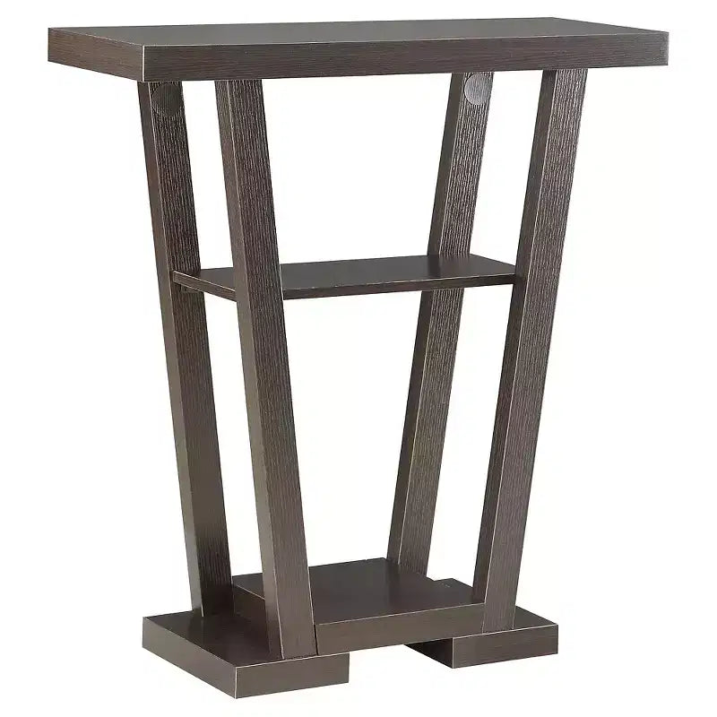 Narrow Console Table with 2 Shelves, Black MDF, 31.5"W x 11.5"D x 34"H