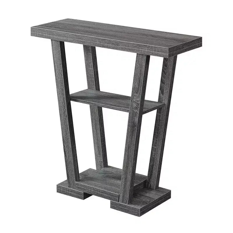 Narrow Console Table with 2 Shelves, Black MDF, 31.5"W x 11.5"D x 34"H