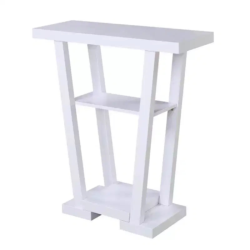 Narrow Console Table with 2 Shelves, Black MDF, 31.5"W x 11.5"D x 34"H