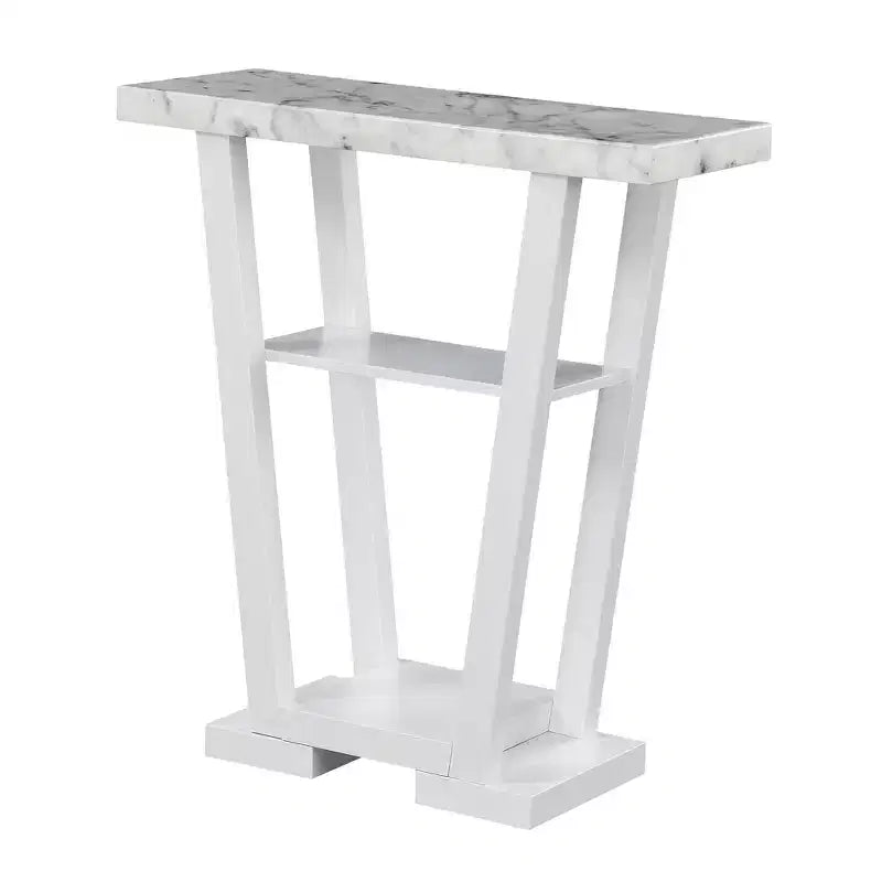 Narrow Console Table with 2 Shelves, Black MDF, 31.5"W x 11.5"D x 34"H