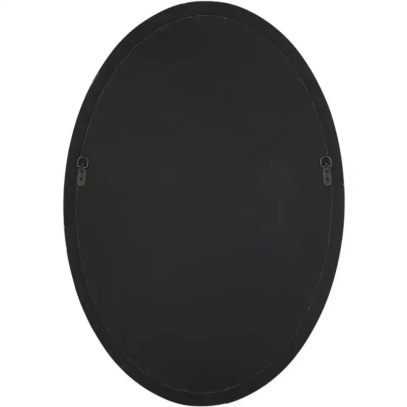 Oval Wall Mirror with Beaded Wood Frame, Natural, 23.5"W x 34"H, Ready to Hang