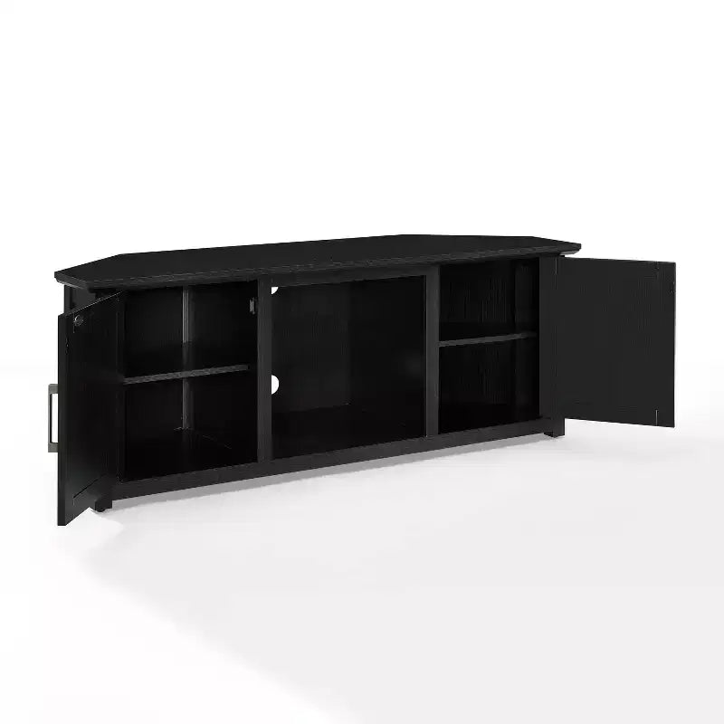 Corner TV Stand for TVs up to 60", Rustic Style, Pine and MDF, 58"W x 20"D x 22"H, Holds up to 100 lbs
