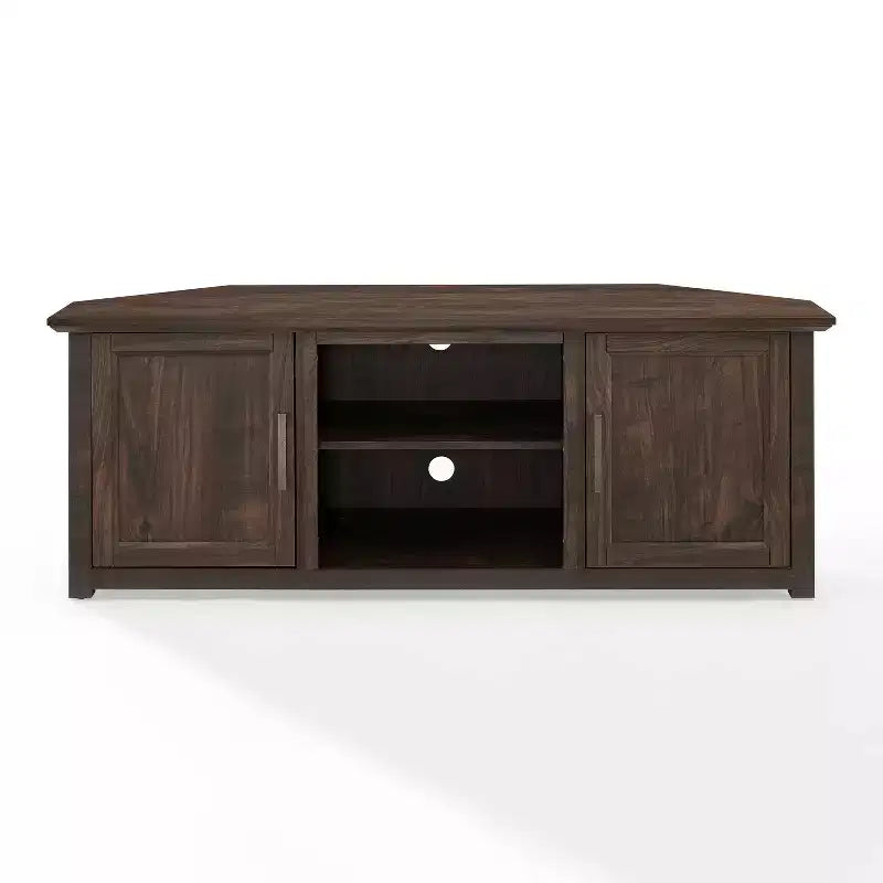 Corner TV Stand for TVs up to 60", Rustic Style, Pine and MDF, 58"W x 20"D x 22"H, Holds up to 100 lbs