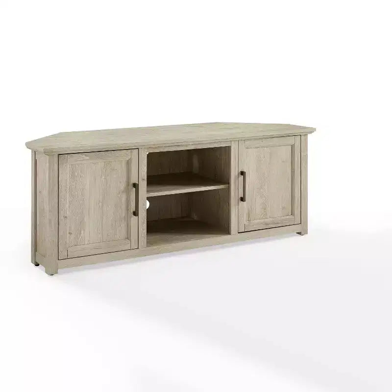 Corner TV Stand for TVs up to 60", Rustic Style, Pine and MDF, 58"W x 20"D x 22"H, Holds up to 100 lbs