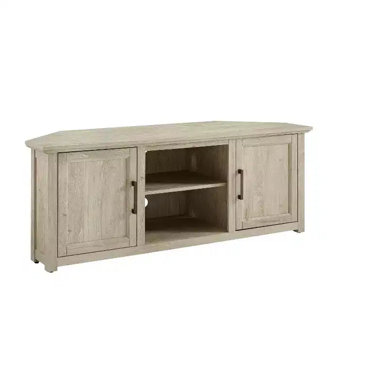 Corner TV Stand for TVs up to 60", Rustic Style, Pine and MDF, 58"W x 20"D x 22"H, Holds up to 100 lbs