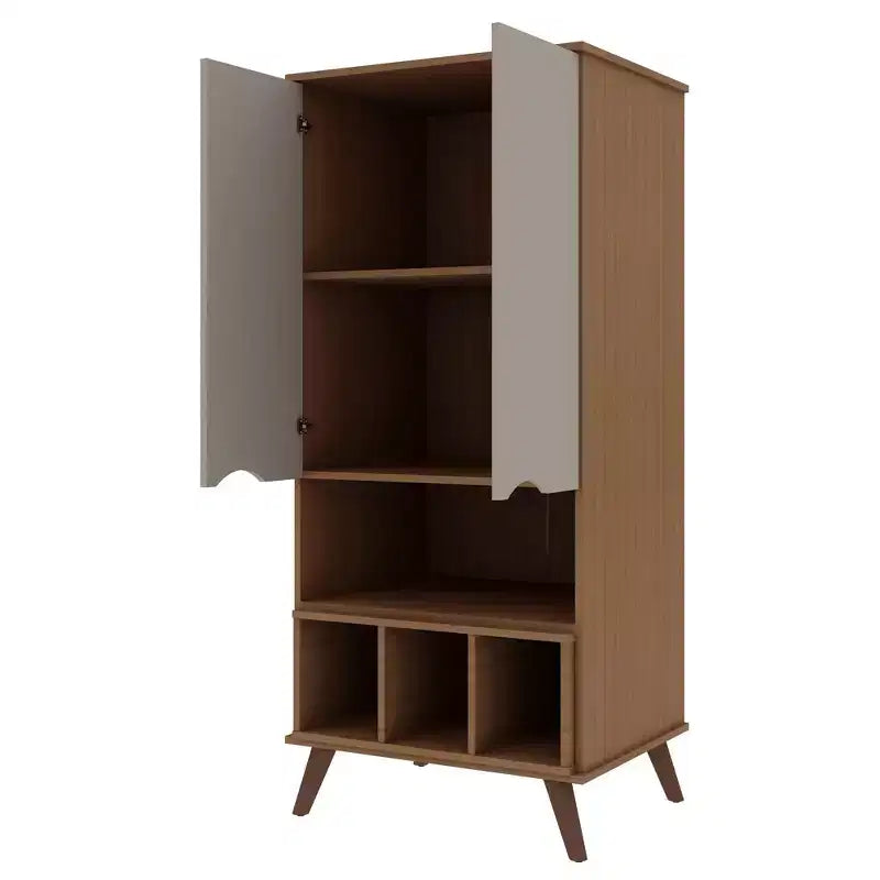 Display Cabinet with 6 Shelves and 2 Doors, MDF, 26.77"W x 21.26"D x 60.7"H