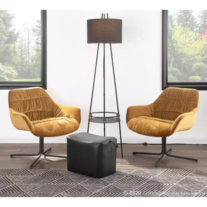 Upholstered Swivel Lounge Chair with Tufted Velvet, Metal Frame, 31"W x 30"D x 31"H, Holds up to 250 lbs