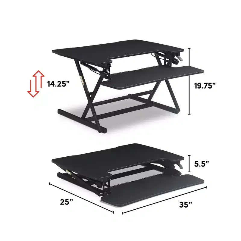 Height Adjustable Standing Desk Converter, Large, 35"W x 23.2"D x 19.7"H Max