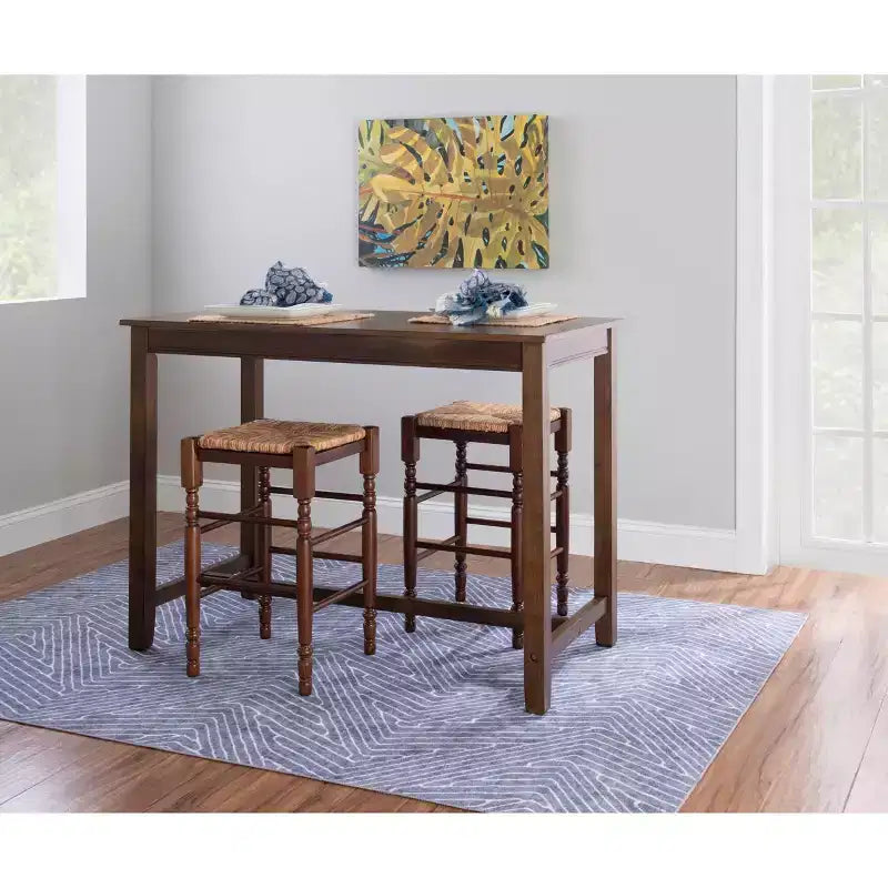 Counter Height Pub Table, Rubberwood Frame, MDF Top, 47.25"L x 23.75"W x 36"H, Seats 4, Holds up to 100 lbs