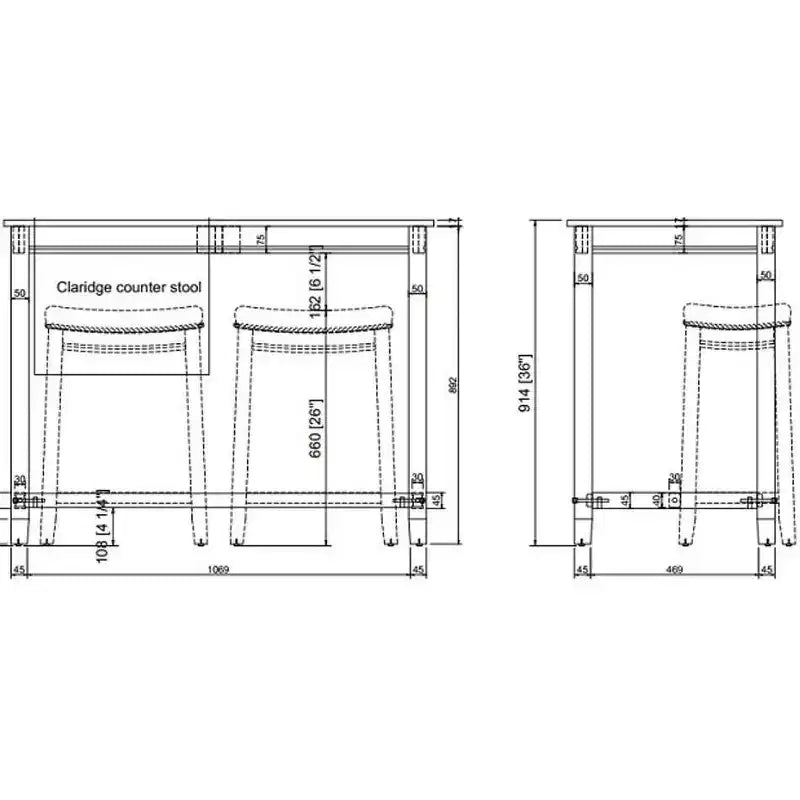 Counter Height Pub Table, Rubberwood Frame, MDF Top, 47.25"L x 23.75"W x 36"H, Seats 4, Holds up to 100 lbs