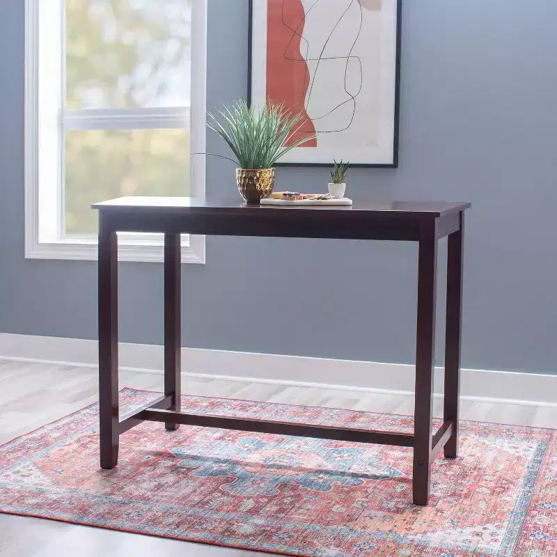 Counter Height Pub Table, Rubberwood Frame, MDF Top, 47.25"L x 23.75"W x 36"H, Seats 4, Holds up to 100 lbs