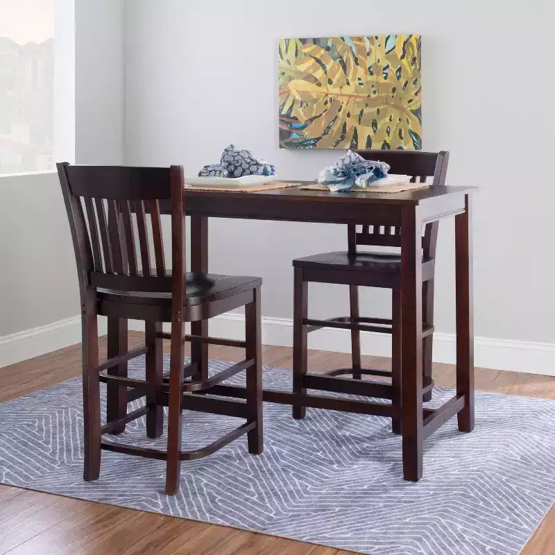 Counter Height Pub Table, Rubberwood Frame, MDF Top, 47.25"L x 23.75"W x 36"H, Seats 4, Holds up to 100 lbs