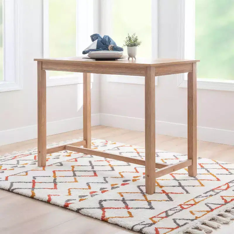 Counter Height Pub Table, Rubberwood Frame, MDF Top, 47.25"L x 23.75"W x 36"H, Seats 4, Holds up to 100 lbs