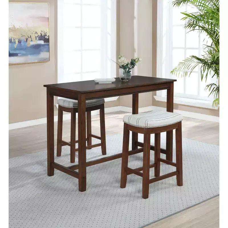 Counter Height Pub Table, Rubberwood Frame, MDF Top, 47.25"L x 23.75"W x 36"H, Seats 4, Holds up to 100 lbs