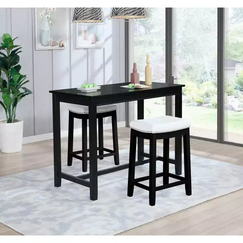 Counter Height Pub Table, Rubberwood Frame, MDF Top, 47.25"L x 23.75"W x 36"H, Seats 4, Holds up to 100 lbs