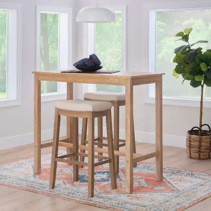 Counter Height Pub Table, Rubberwood Frame, MDF Top, 47.25"L x 23.75"W x 36"H, Seats 4, Holds up to 100 lbs