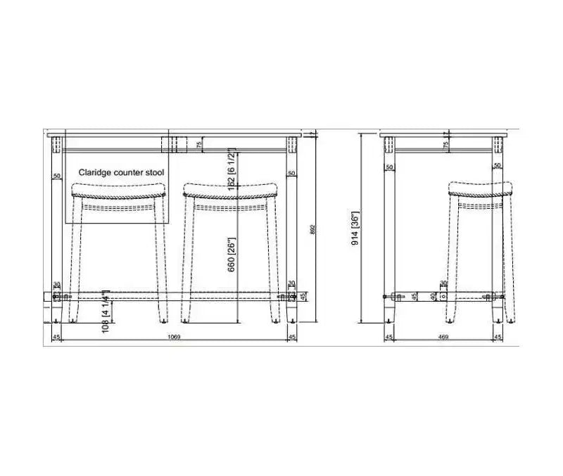 Counter Height Pub Table, Rubberwood Frame, MDF Top, 47.25"L x 23.75"W x 36"H, Seats 4, Holds up to 100 lbs