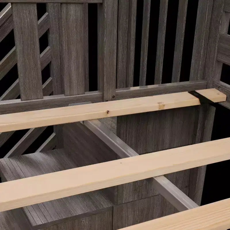 Twin Low Loft Bed with Stairs and Curtains, Solid Pine Wood, 99.5"L x 42.5"W x 50"H, Holds up to 400 lbs