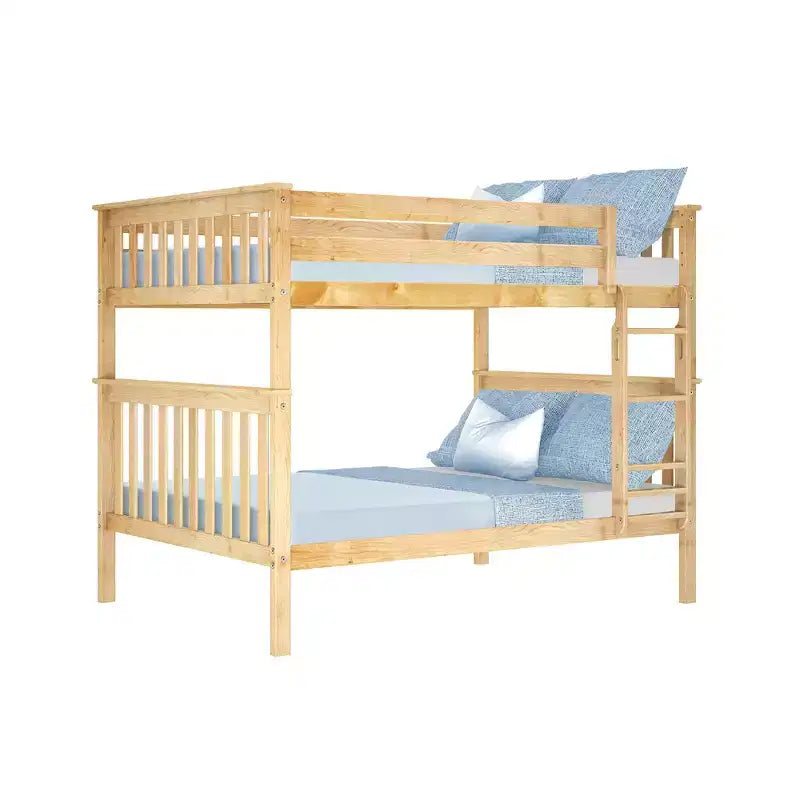 Full over Full Bunk Bed for Kids, Solid Pine Wood, No Box Spring Needed, 81.5"L x 57.5"W x 65"H, 400 lbs per Bunk
