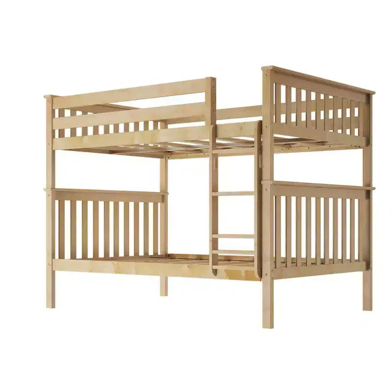 Full over Full Bunk Bed for Kids, Solid Pine Wood, No Box Spring Needed, 81.5"L x 57.5"W x 65"H, 400 lbs per Bunk