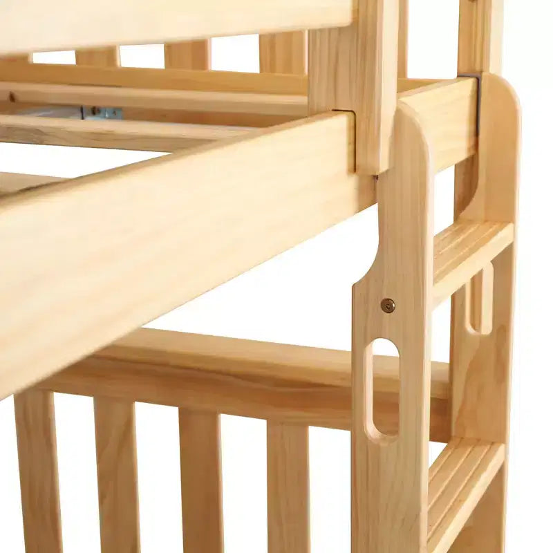 Full over Full Bunk Bed for Kids, Solid Pine Wood, No Box Spring Needed, 81.5"L x 57.5"W x 65"H, 400 lbs per Bunk