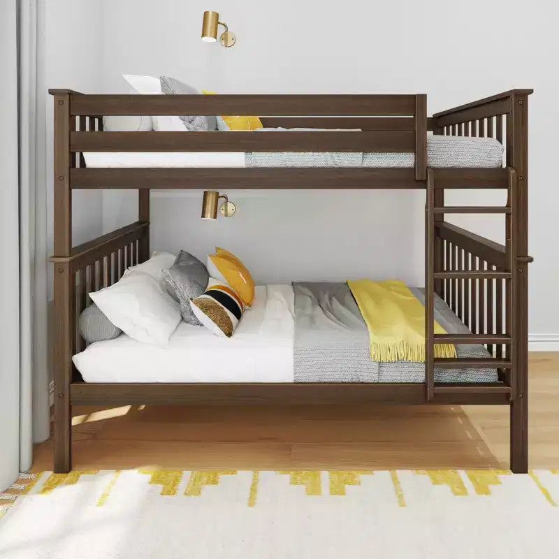 Full over Full Bunk Bed for Kids, Solid Pine Wood, No Box Spring Needed, 81.5"L x 57.5"W x 65"H, 400 lbs per Bunk