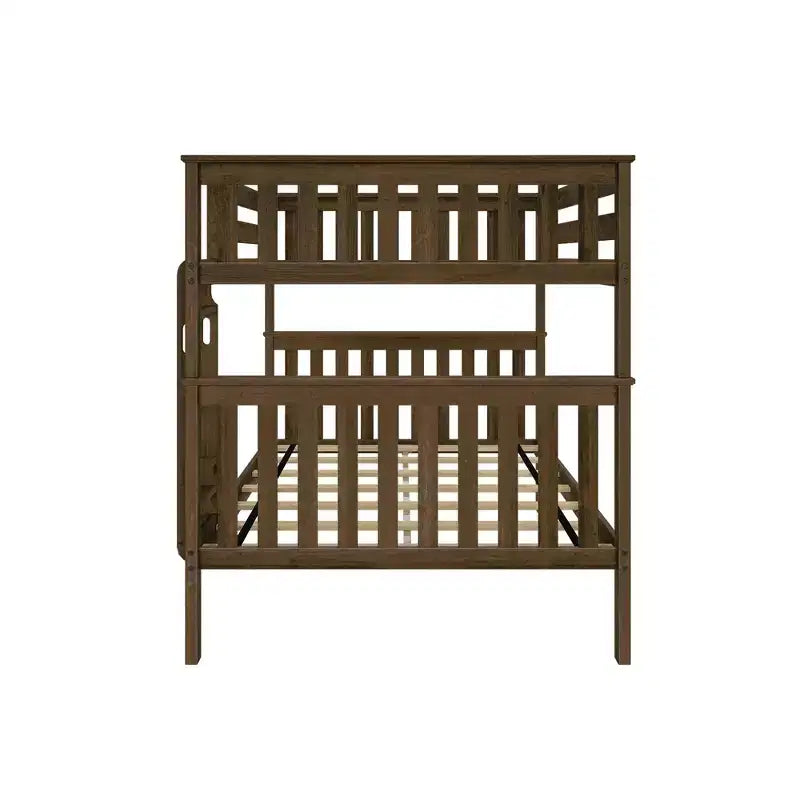 Full over Full Bunk Bed for Kids, Solid Pine Wood, No Box Spring Needed, 81.5"L x 57.5"W x 65"H, 400 lbs per Bunk