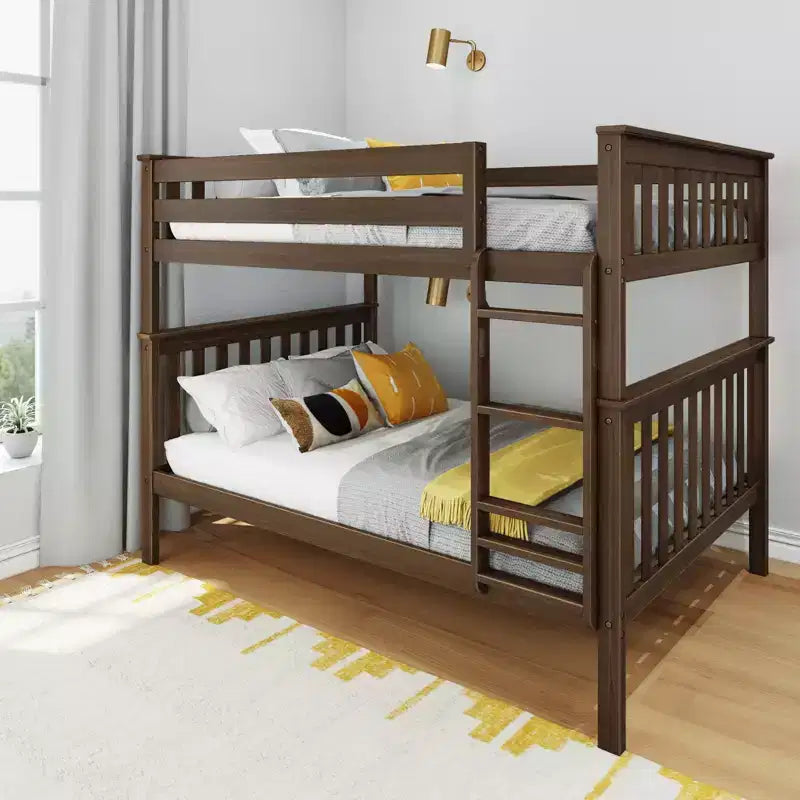 Full over Full Bunk Bed for Kids, Solid Pine Wood, No Box Spring Needed, 81.5"L x 57.5"W x 65"H, 400 lbs per Bunk