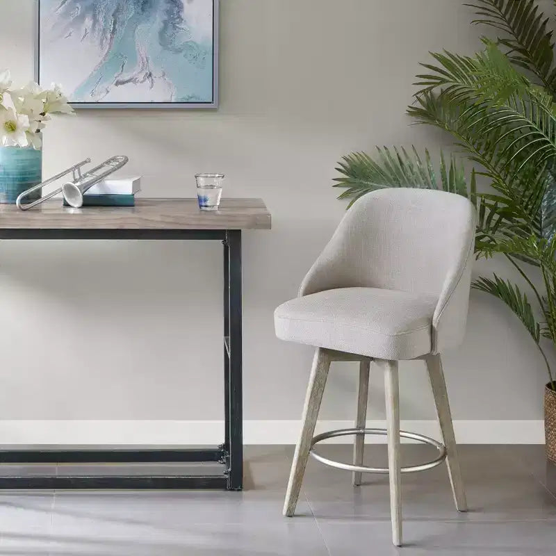 Counter Height Barstool with Swivel Seat, Upholstered, 20"W x 23"D x 38.5"H, Holds up to 300 lbs