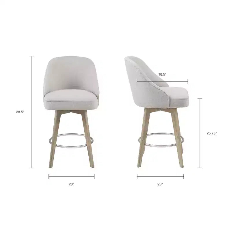 Counter Height Barstool with Swivel Seat, Upholstered, 20"W x 23"D x 38.5"H, Holds up to 300 lbs