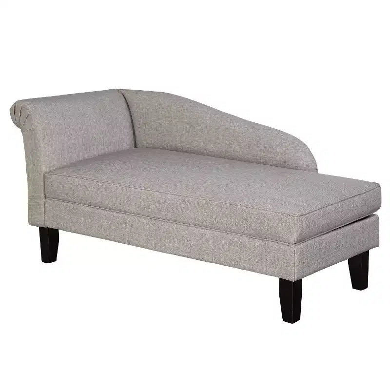 Storage Chaise with Hidden Compartment, Linen Upholstered, 63"W x 25.5"D x 31"H, Seat 18"H