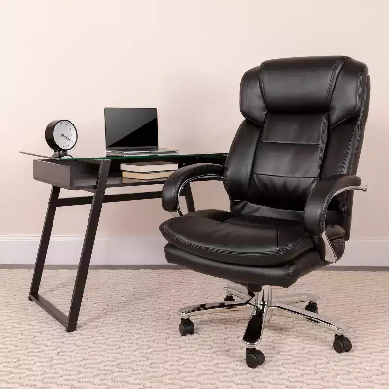 Big & Tall Executive Swivel Office Chair with Loop Arms, 500 lbs Capacity, Seat 22"W x 22"D
