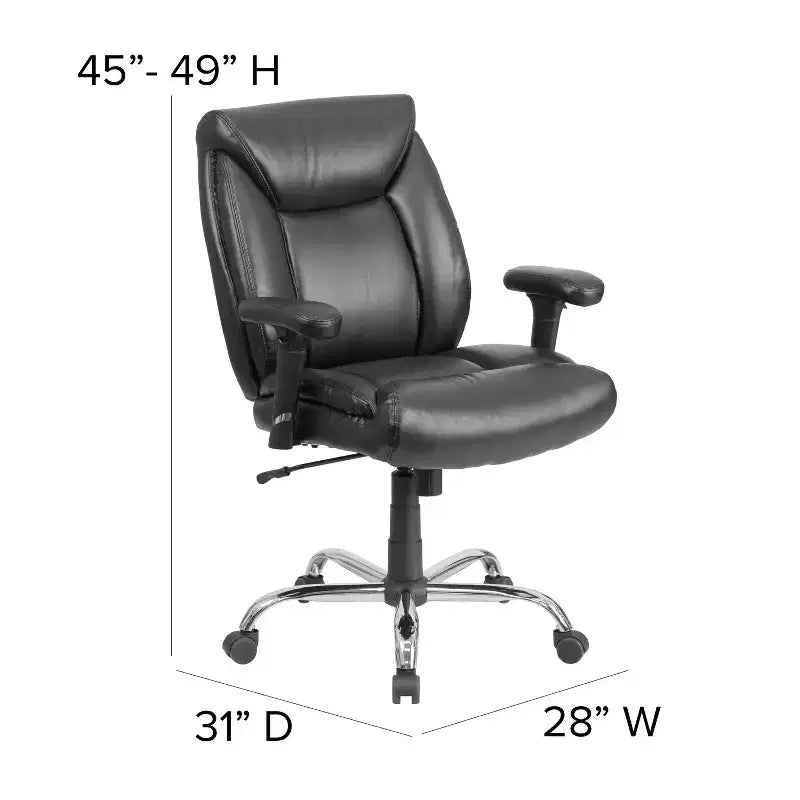 Big & Tall Executive Swivel Office Chair with Loop Arms, 500 lbs Capacity, Seat 22"W x 22"D