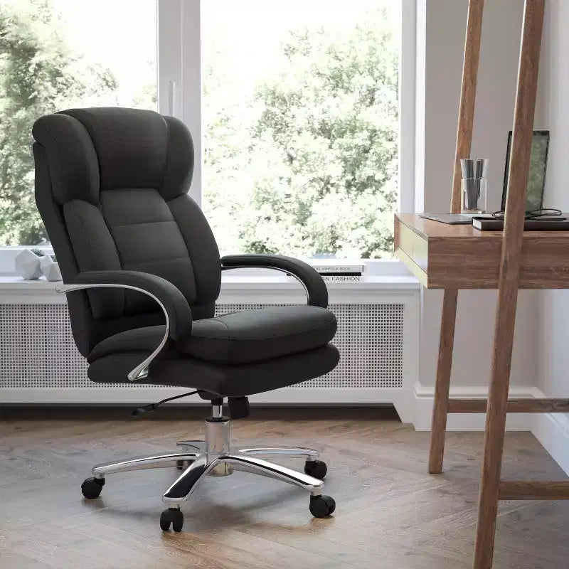 Big & Tall Executive Swivel Office Chair with Loop Arms, 500 lbs Capacity, Seat 22"W x 22"D